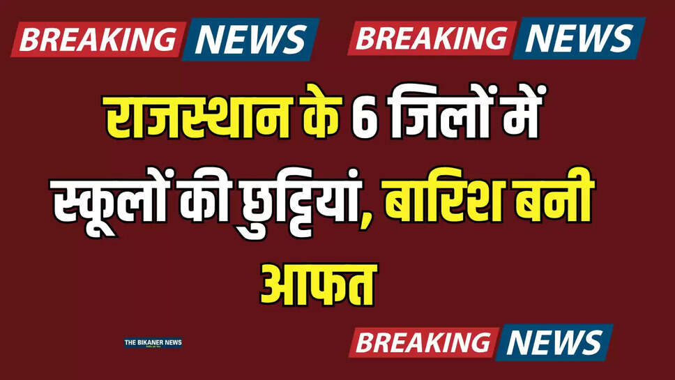 Scool Closed : राजस्थान के 6 जिलों में स्कूलों की छुट्टियां, बारिश बनी आफत 