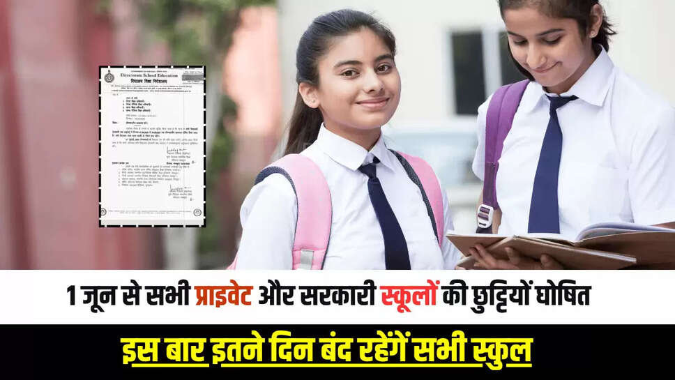 1 जून से सभी प्राइवेट और सरकारी स्कूलों की छुट्टियों घोषित, इस बार इतने दिन बंद रहेंगें सभी स्कुल, आदेश जारी