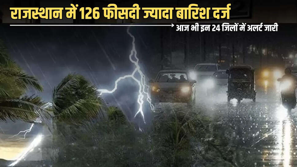 Rajasthan Weather Update :राजस्थान के हर कोने को मानसून ने भिगोया, 126 फीसदी ज्यादा बारिश दर्ज, आज भी इन 24 जिलों में अलर्ट जारी
