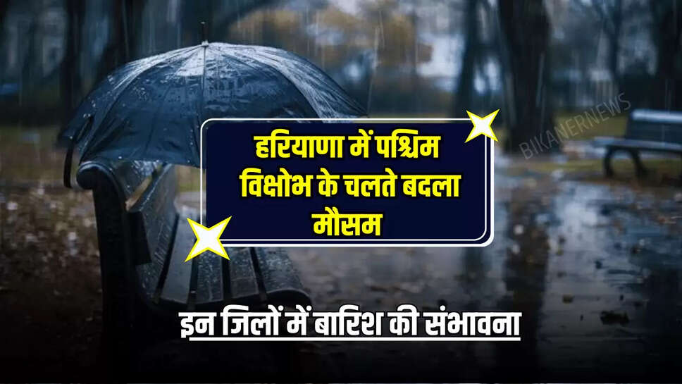 Haryana Weather Update : हरियाणा में प​श्चिम ​विक्षोभ के चलते बदला मौसम, अगले दो दिन हरियाणा में बारिश की संभावना