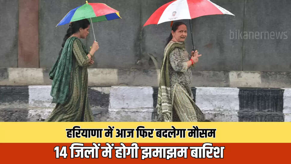 Haryana Weather Update : हरियाणा में आज फिर बदलेगा मौसम, 14 जिलों में होगी झमाझम बारिश, देखें ताजा अपडेट 