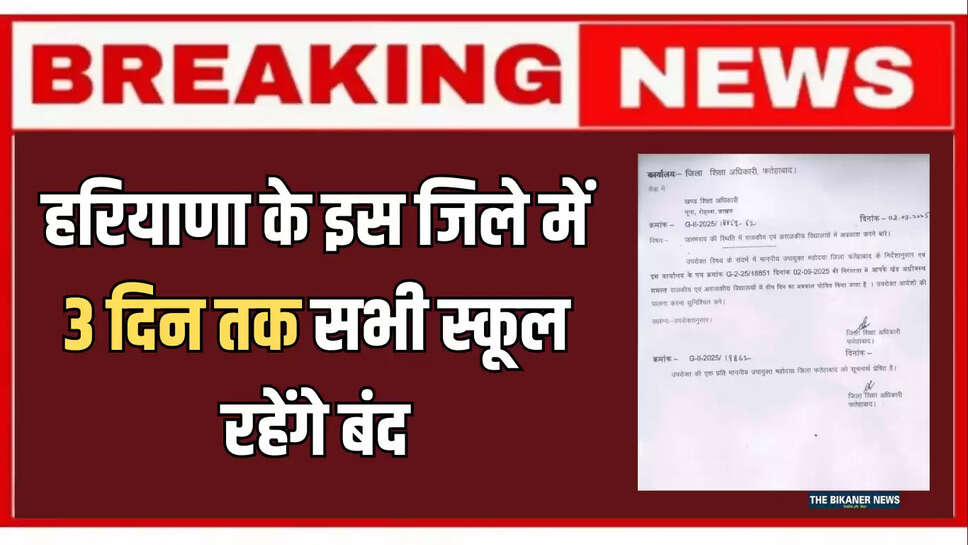 all schools will remain closed, Schools closed in Haryana, Schools closed in Fatehabad district, heavy rain, Haryana News