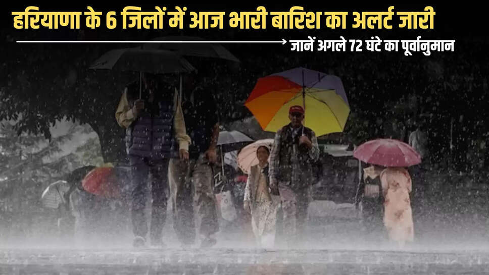 Haryana Weather : हरियाणा के 6 जिलों में आज भारी बारिश का अलर्ट जारी, जानें अगले 72 घंटे का पूर्वानुमान 