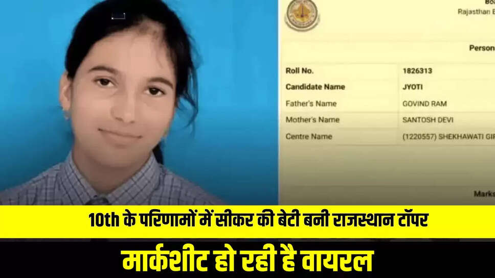  RBSE 10th के परिणामों में सीकर की बेटी बनी राजस्थान टॉपर, मार्कशीट हो रही है वायरल