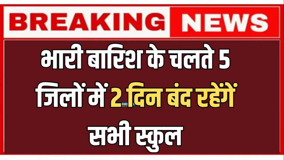 Rajasthan School Closed,Rajasthan School Closed 23 August,23 August School Closed,Rajasthan News,Rajasthan Heavy Rain Alert,23 August Heavy Rain Alert,Bhilwara School Closed,Chittorgarh School Closed,Kota School Closed,