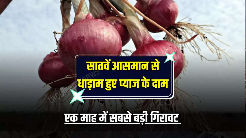 Onion Price : सातवें आसमान से धाड़ाम हुए प्याज के दाम, एक माह में सबसे बड़ी गिरावट 