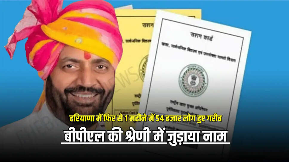 हरियाणा में अचानक फिर से 1 महीने में 54 हजार लोग हुए गरीब, बीपीएल की श्रेणी में जुड़ाया नाम 